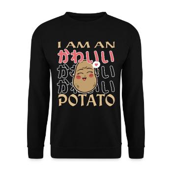 I Am Kawaii Potato Funny Anime Potato - Sweat-shirt Unisexe - noir - Devant - Alina (178cm) & Michal (187cm)