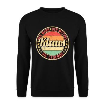 Klaus Der Mann Der Mythos Die Legende - Unisex Pullover - Schwarz - Vorne - Alina (178cm) & Michal (187cm)