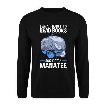 Reading books and petting manatee marine mammals - Unisex Sweatshirt - black - Front - Alina (178cm) & Michal (187cm)