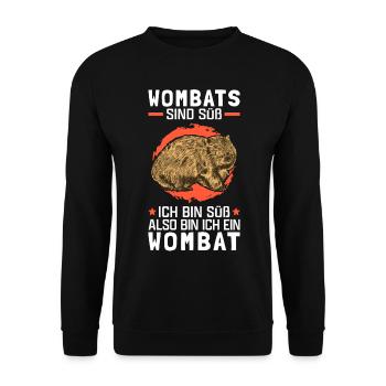 Wombats sind süß Beuteltier Wombat - Unisex Pullover - Schwarz - Vorne - Alina (178cm) & Michal (187cm)