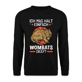 Ich mag einfach Wombats Beuteltier Wombat - Unisex Pullover - Schwarz - Vorne - Alina (178cm) & Michal (187cm)