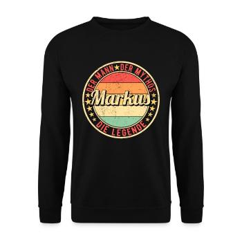 Markus Der Mann Der Mythos Die Legende - Unisex Pullover - Schwarz - Vorne - Alina (178cm) & Michal (187cm)