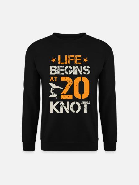 Life Begins At 20 Knots - Hydrofoil Wingfoil Surf - Unisex Pullover - Schwarz