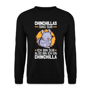 Chinchillas sind süß Wollmaus Chinchilla - Unisex Pullover - Schwarz - Vorne - Alina (178cm) & Michal (187cm)