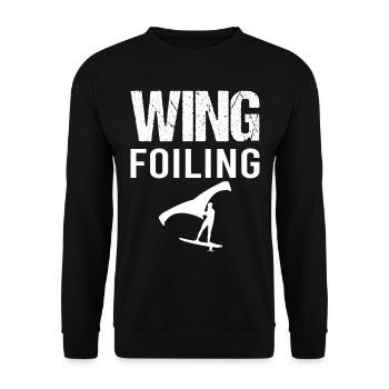 Wing Foiling Hydrofoil Surfer - Unisex Pullover - Schwarz - Vorne - Alina (178cm) & Michal (187cm)