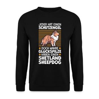 Mein Shetland Sheepdog ist mein Schutzengel - Unisex Pullover - Schwarz - Vorne - Alina (178cm) & Michal (187cm)