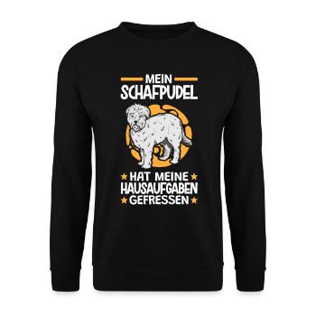 Schafpudel hat Hausaufgaben gefressen Hütepudel - Unisex Pullover - Schwarz - Vorne - Alina (178cm) & Michal (187cm)