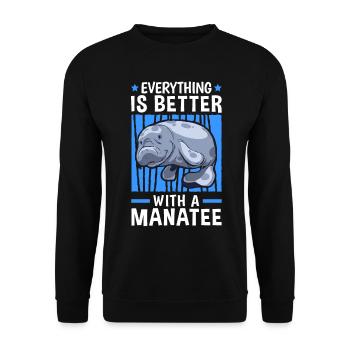 Everything is better with manatee marine mammals - Unisex Sweatshirt - black - Front - Alina (178cm) & Michal (187cm)