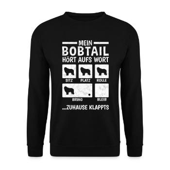 Bobtail Hundetricks altenglischer Schäferhund - Unisex Pullover - Schwarz - Vorne - Alina (178cm) & Michal (187cm)