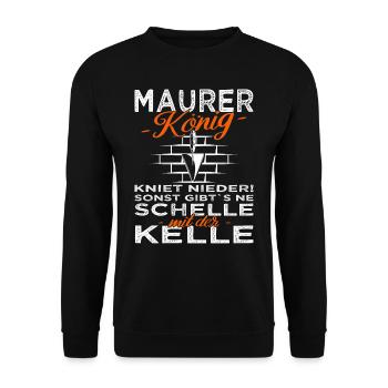 Maurer König - Handwerker - Baustelle - Unisex Pullover - Schwarz - Vorne - Alina (178cm) & Michal (187cm)