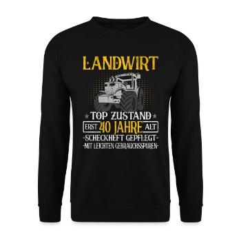 Landwirt 40 Jahre - Landwirtschaft - Bauernhof - Unisex Pullover - Schwarz - Vorne - Alina (178cm) & Michal (187cm)