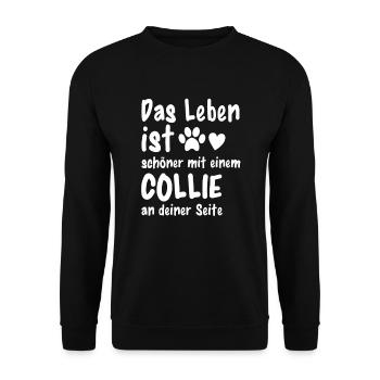 Border Collie Hund Hundehalter Lustig Collie - Unisex Pullover - Schwarz - Vorne - Alina (178cm) & Michal (187cm)