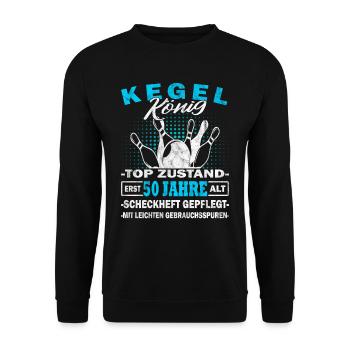 Kegelkönig - Pudelkönig - Kegeln - Kegelverein - Unisex Pullover - Schwarz - Vorne - Alina (178cm) & Michal (187cm)