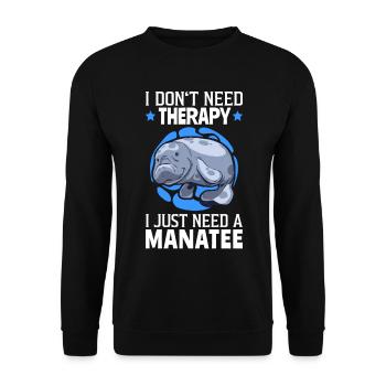 Seekühe sind meine Therapie Meeressäuger Seekuh - Unisex Pullover - Schwarz - Vorne - Alina (178cm) & Michal (187cm)