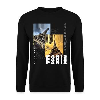 Paris France City Skyline Home Love - Unisex Sweatshirt - black - Front - Alina (178cm) & Michal (187cm)