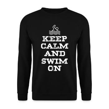 Restez calme et nagez - Piscine Natation - Sweat-shirt Unisexe - noir - Devant - Alina (178cm) & Michal (187cm)