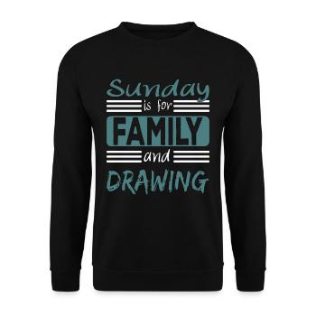 Sunday Is For Family And Drawing Saying - Sweat-shirt Unisexe - noir - Devant - Alina (178cm) & Michal (187cm)