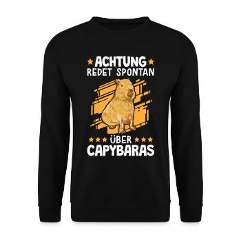 Redet über Capybaras südamerikanisches Capybara - Unisex Pullover - Schwarz - Vorne - Alina (178cm) & Michal (187cm)