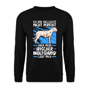 Mein Irischer Wolfshund liebt mich Wolfhound - Unisex Pullover - Schwarz - Vorne - Alina (178cm) & Michal (187cm)