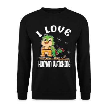I Love Human Watching - Funny Birder Costume - Unisex Sweatshirt - black - Front - Alina (178cm) & Michal (187cm)