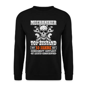 KFZ Mechaniker - Landmaschinenmechaniker -Tuning - Unisex Pullover - Schwarz - Vorne - Alina (178cm) & Michal (187cm)