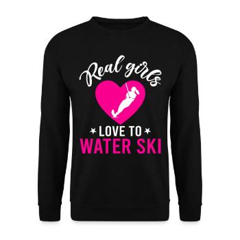 Waterskiing - Real girls love to water ski - Water - Unisex Sweatshirt - black - Front - Alina (178cm) & Michal (187cm)