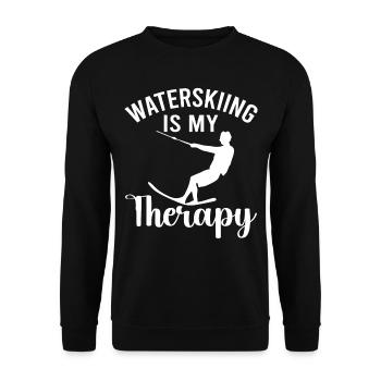 Water skiing - Waterskiing Is My Therapy - Unisex Sweatshirt - black - Front - Alina (178cm) & Michal (187cm)