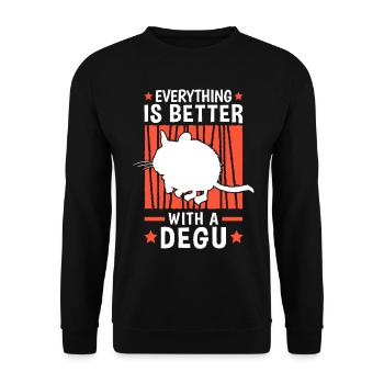 Everything is better with Degus Ordinary Degu - Unisex Sweatshirt - black - Front - Alina (178cm) & Michal (187cm)