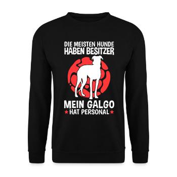 Mein Galgo Espanol hat Personal Spanien Windhund - Unisex Pullover - Schwarz - Vorne - Alina (178cm) & Michal (187cm)