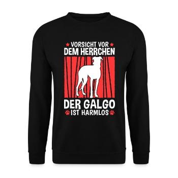 Vorsicht vor dem Galgo Espanol Herrchen - Unisex Pullover - Schwarz - Vorne - Alina (178cm) & Michal (187cm)