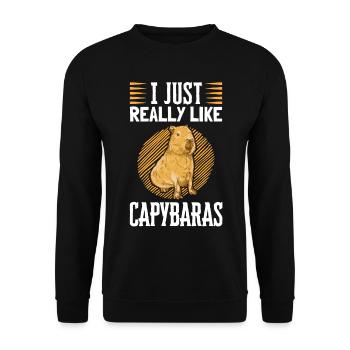 Ich mag Capybaras südamerikanisches Capybara - Unisex Pullover - Schwarz - Vorne - Alina (178cm) & Michal (187cm)