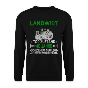Landwirt 40 Jahre - Landwirtschaft - Bauernhof - Unisex Pullover - Schwarz - Vorne - Alina (178cm) & Michal (187cm)