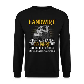 Landwirt 80 Jahre - Landwirtschaft - Bauernhof - Unisex Pullover - Schwarz - Vorne - Alina (178cm) & Michal (187cm)