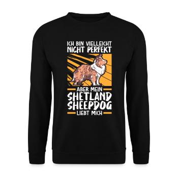 Mein Shetland Sheepdog liebt mich - Unisex Pullover - Schwarz - Vorne - Alina (178cm) & Michal (187cm)