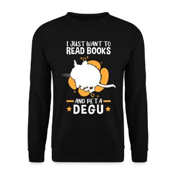Reading books and petting Degus rodent - Unisex Sweatshirt - black - Front - Alina (178cm) & Michal (187cm)