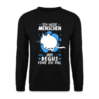 Degus finde ich toll Nagetier Chile Degu - Unisex Pullover - Schwarz - Vorne - Alina (178cm) & Michal (187cm)