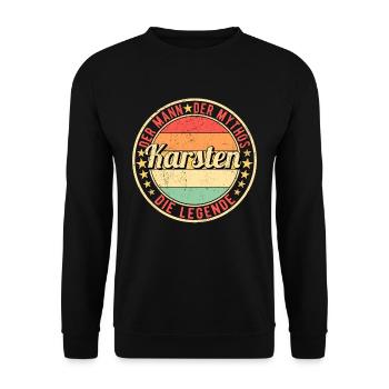 Karsten Der Mann Der Mythos Die Legende - Unisex Pullover - Schwarz - Vorne - Alina (178cm) & Michal (187cm)