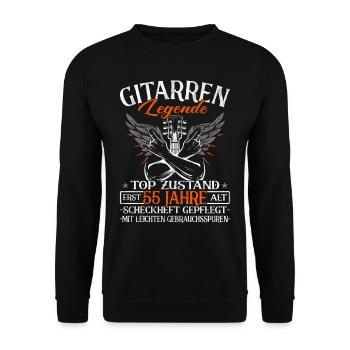 Gitarrist 55 Jahre - Gitarrenspieler - Gitarre - Unisex Pullover - Schwarz - Vorne - Alina (178cm) & Michal (187cm)