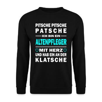 Altenpfleger - Pflegekraft - Pfleger - Unisex Pullover - Schwarz - Vorne - Alina (178cm) & Michal (187cm)