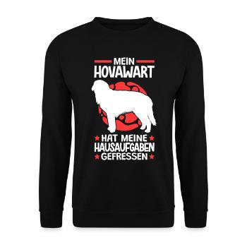 Hovawart hat meine Hausaufgaben gefressen - Unisex Pullover - Schwarz - Vorne - Alina (178cm) & Michal (187cm)
