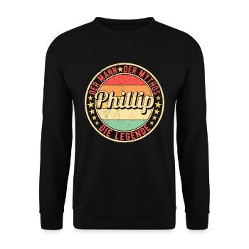 Phillip Der Mann Der Mythos Die Legende - Unisex Pullover - Schwarz - Vorne - Alina (178cm) & Michal (187cm)
