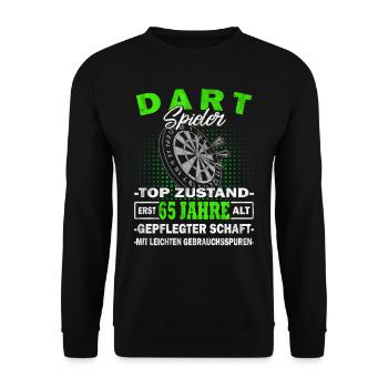 Dartspieler 65 Jahre - Dartkönig - Dart - Unisex Pullover - Schwarz - Vorne - Alina (178cm) & Michal (187cm)