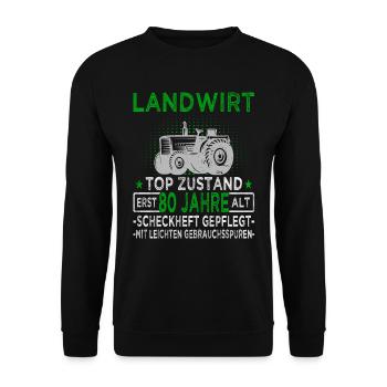 Landwirt 80 Jahre - Landwirtschaft - Bauernhof - Unisex Pullover - Schwarz - Vorne - Alina (178cm) & Michal (187cm)