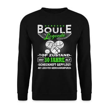 Boule - Boulespieler 80 Jahre - Unisex Pullover - Schwarz - Vorne - Alina (178cm) & Michal (187cm)