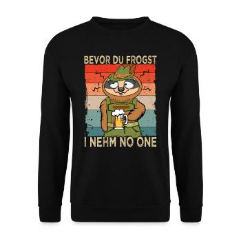 Bierspruch - Bierliebhaber - Faultier - Unisex Pullover - Schwarz - Vorne - Alina (178cm) & Michal (187cm)