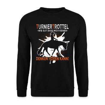 Turniertrottel - Reitturnier - Westernreiter - Unisex Pullover - Schwarz - Vorne - Alina (178cm) & Michal (187cm)