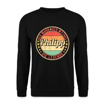 Philipp Der Mann Der Mythos Die Legende - Unisex Pullover - Schwarz - Vorne - Alina (178cm) & Michal (187cm)
