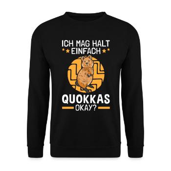 Mag einfach Quokkas Kurzschwanzkänguru - Unisex Pullover - Schwarz - Vorne - Alina (178cm) & Michal (187cm)
