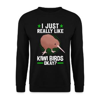 Ich mag halt Kiwi Vogel Schnepfenstrauß - Unisex Pullover - Schwarz - Vorne - Alina (178cm) & Michal (187cm)