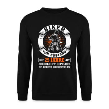 Motorcyclist & Biker 25th birthday - Unisex Sweatshirt - black - Front - Alina (178cm) & Michal (187cm)